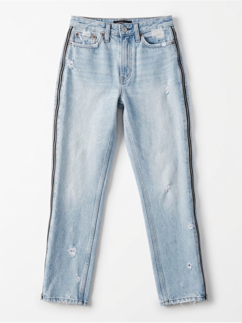 Abercrombie & Fitch Annie High Rise Girlfriend Cropped Jeans Zipper Detail 0 Reg